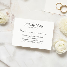 Elegante klassische Script Monogram Wedding Rsvp Karte