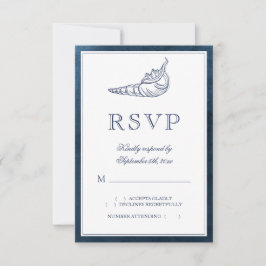 Elegante klassische Seashell Beach Hochzeit RSVP Karte