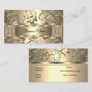 Elegante klassische Sepia-Cream-Damask-Blumen Visitenkarte