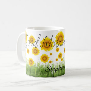 Elegante Klassische Sonnenblumentypografie Kaffeetasse