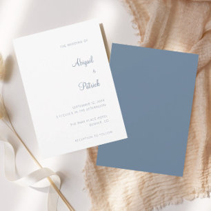 Elegante klassische staubblaue und weiße Hochzeit Einladung
