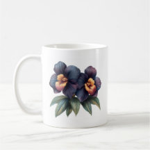 Elegante klassische Tasse aus schwarzem Orchideenk