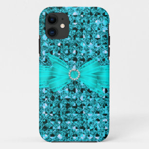 Elegante, klassische türkisblaue silberne Glitter- Case-Mate iPhone Hülle