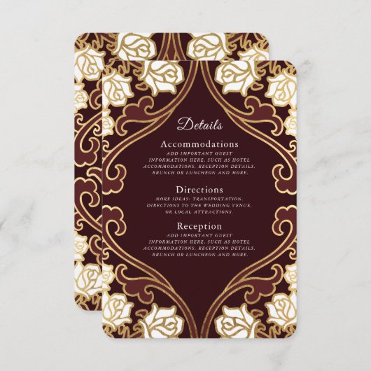 Elegante klassische Viktorianische Hochzeitdetails RSVP Karte (Vorne/Hinten)