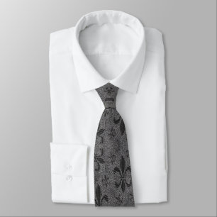 Elegante, klassische, vintage Anthrazitgraue Fleur Krawatte