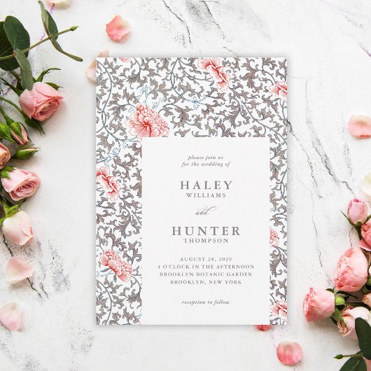 Elegante klassische Vintage botanische Hochzeit Einladung