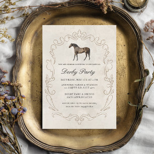 Elegante klassische Vintage-Pferderennen-Derbypart Einladung