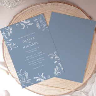 Elegante klassische vintage staubblaue Hochzeit Einladung