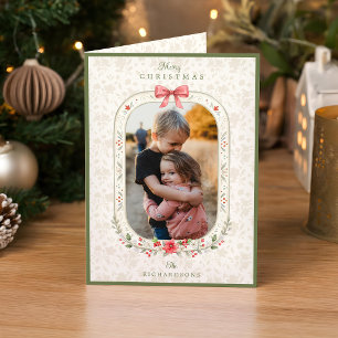 Elegante klassische Wasserfarbe Floral Weihnachtsf Feiertagskarte