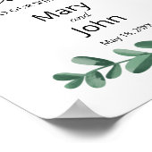 Elegante klassische Wasserfarben Grüne Blätter Hoc Poster (Ecke)