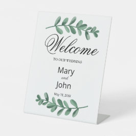 Elegante klassische Wasserfarben Grüne Blätter Hoc Sockelschild