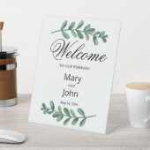 Elegante klassische Wasserfarben Grüne Blätter Hoc Sockelschild (In SItu)