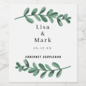 Elegante klassische Wasserfarben Grüne Blätter Hoc Weinetikett (Einzelnes Label)