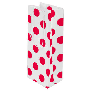 Elegante klassische Weihnachts-Red White Polka Dot Geschenktüte Für Weinflaschen
