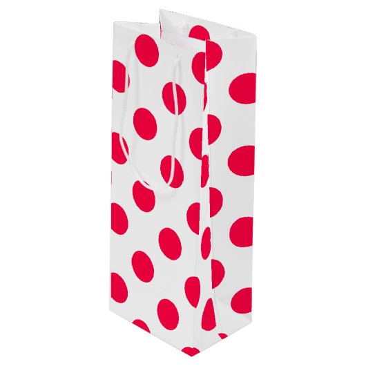 Elegante klassische Weihnachts-Red White Polka Dot Geschenktüte Für Weinflaschen (Vorderseite Schrägansicht)