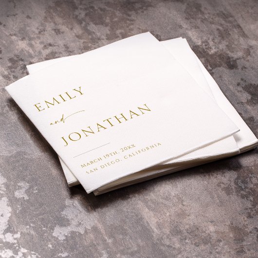 Elegante, klassische Weiß- und Goldhochzeit Serviette