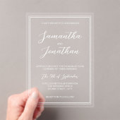 Elegante klassische White Calligraphy Script Weddi Acryleinladungen (Insitu (Handheld))