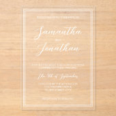 Elegante klassische White Calligraphy Script Weddi Acryleinladungen (Vorderseite)