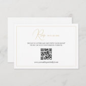 Elegante klassische White-Gold-Hochzeit RSVP Karte (Vorne/Hinten)