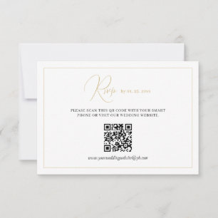 Elegante klassische White-Gold-Hochzeit RSVP Karte