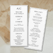 Elegante klassische White Monogram Wedding Programm