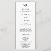 Elegante klassische White Monogram Wedding Programm (Vorderseite)
