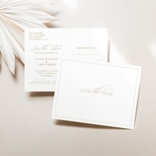 Elegante klassische White Save the Date Wedding Postkarte