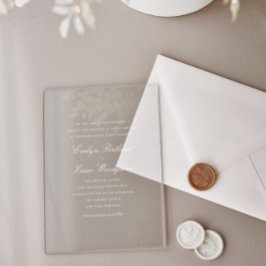 Elegante klassische White Script Hochzeit Acryleinladungen