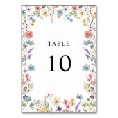 Elegante klassische Wildblume Blühende Hochzeit Tischnummer (Vorderseite)