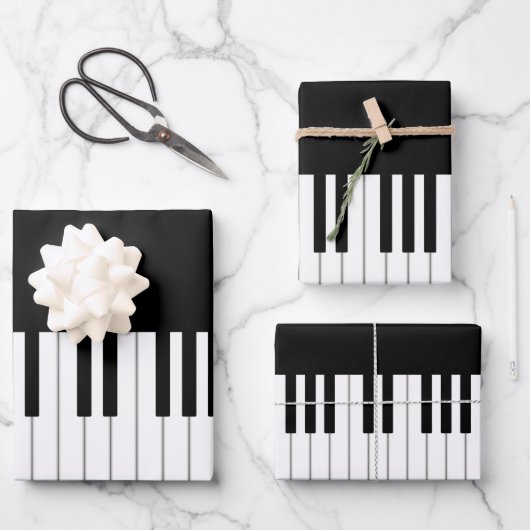 Elegante Klaviertastatur - Musikalische Besetzung Geschenkpapier Set (Vorderseite)