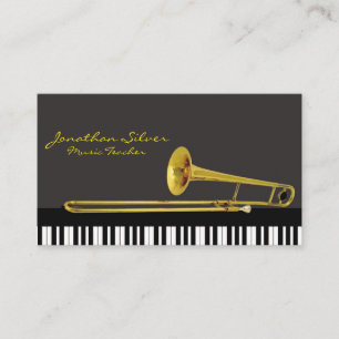 Elegante Klaviertasten und Trombone-Musik Visitenkarte