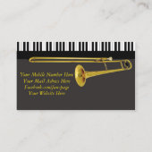 Elegante Klaviertasten und Trombone-Musik Visitenkarte (Rückseite)