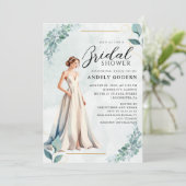 Elegante Kleiderillustration mit  Brautdusche Einladung (Stehend Vorderseite)