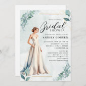 Elegante Kleiderillustration mit  Brautdusche Einladung (Vorne/Hinten)