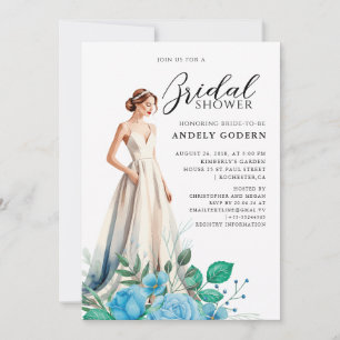 Elegante Kleidillustration mit Brautparty Einladung