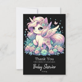 Elegante Kleine Einhorn Babydusche Dankeskarte