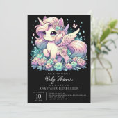 Elegante Kleine Einhorn Babydusche Einladung (Stehend Vorderseite)