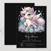 Elegante Kleine Einhorn Babydusche Einladung (Vorne/Hinten)