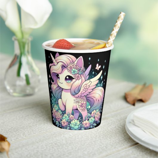 Elegante Kleine Einhorn Babydusche Pappbecher (In Situ)