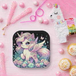 Elegante Kleine Einhorn Babydusche Pappteller