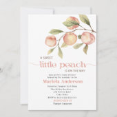 Elegante Kleine Peach Wassercolor Babydusche Einladung (Vorderseite)