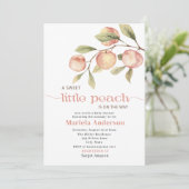 Elegante Kleine Peach Wassercolor Babydusche Einladung (Stehend Vorderseite)