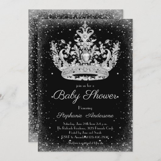 Elegante kleine Princess-Babydusche Einladung (Vorne/Hinten)