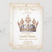 Elegante kleine Prinzessin Rosa und goldene Babydu Einladung (Vorne/Hinten)