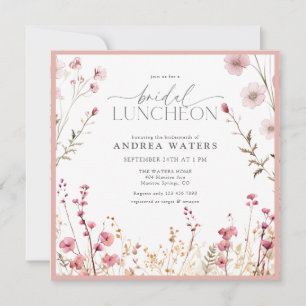Elegante kleine rosa Blumen Braut-Luncheon Einladung