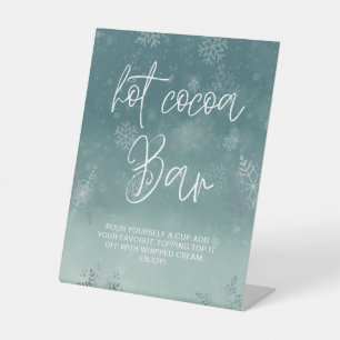 Elegante kleine Snowflake Babydusche Hot Cocoa Bar Sockelschild