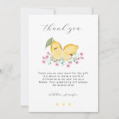 Elegante Kleine Süsse Lemon Citrus Baby Dusche Dankeskarte (Vorderseite)