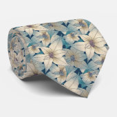 Elegante kleine weiße Blume Blumenmuster Bouquet M Krawatte (Gerollt)