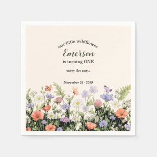 Elegante kleine Wildblume 1. Geburtstagsfeier Serviette