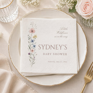 Elegante kleine Wildblume neutrale Babyparty Serviette